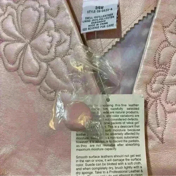 Roaman’s Vintage Women’s Leather Plus Size Jacket Size 34W Light Pink Embroidery - Picture 5 of 12